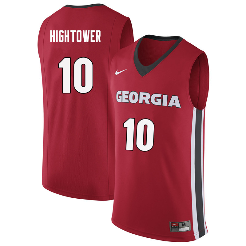 Men #10 Teshaun Hightower Georgia Bulldogs College Basketball Jerseys Sale-Red